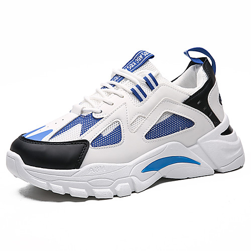 

Men's Mesh / PU Fall / Spring & Summer Sporty / Casual Athletic Shoes Running Shoes / Walking Shoes Breathable Color Block White / Blue / White / Black