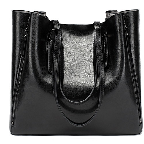 

Women's Zipper PU Top Handle Bag Solid Color Red / Green / Black