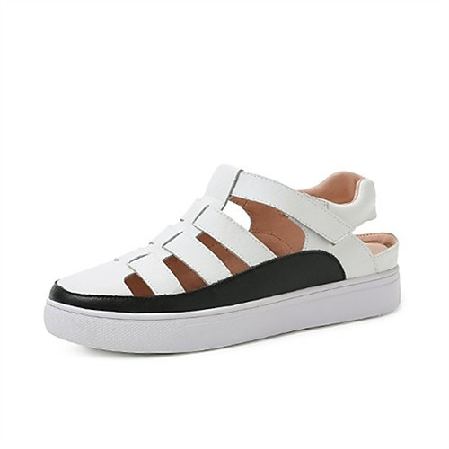 

Women's Sandals Flat Heel Round Toe PU Summer White / Black