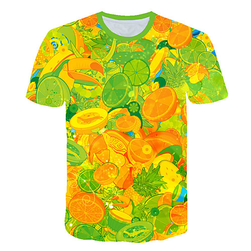 

Men's Daily Sports Basic / Exaggerated T-shirt - Color Block / 3D / Fruit Print Rainbow