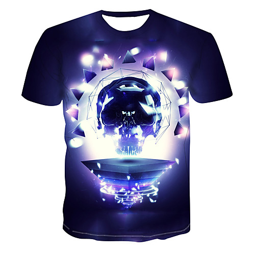 

Men's Club Weekend Street chic / Punk & Gothic T-shirt - Color Block / 3D / Skull Print Purple