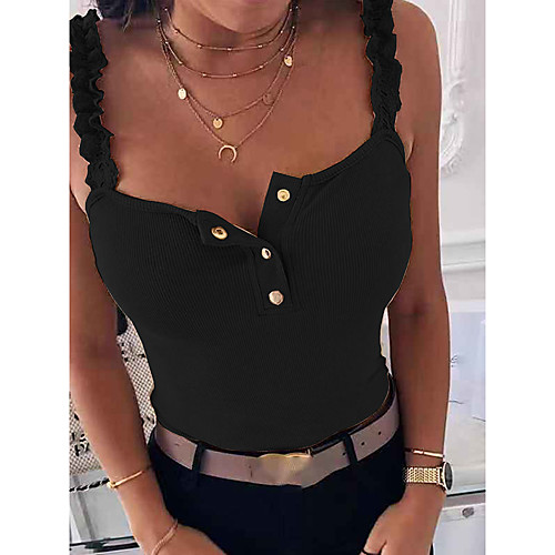 

Women's Daily Club Sexy Tank Top - Solid Colored Black