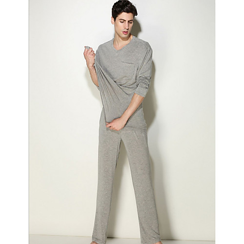 

Men's Round Neck Suits Pajamas Solid Colored