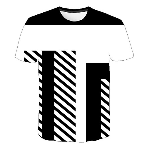 

Men's Daily Sports Street chic / Exaggerated T-shirt - Striped / Geometric / 3D Print Rainbow