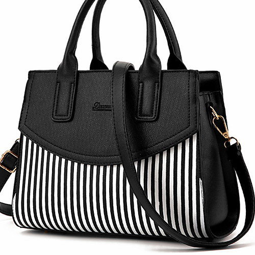 

Women's Zipper PU Top Handle Bag Solid Color Black / White / Sky Blue