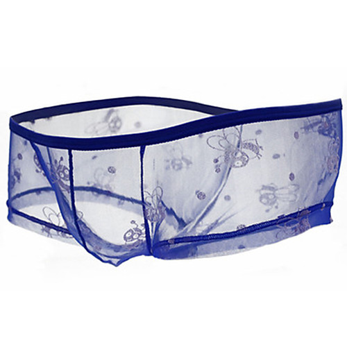 

Men's Mesh Boxers Underwear - Normal Low Waist Blushing Pink Royal Blue M L XL
