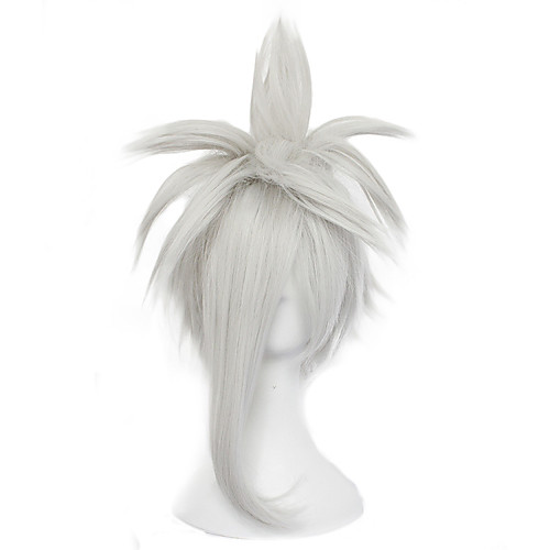 

Aotu World Grey Cosplay Wigs Men's Asymmetrical 18 inch Heat Resistant Fiber Curly White White Anime