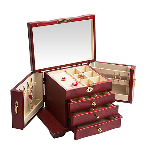 

Jewelry Box - Wooden White, Red, Brown 27.8 cm 18.8 cm 19.7 cm
