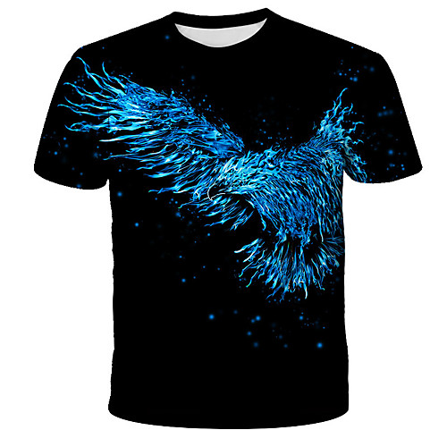 

Men's Daily Holiday Street chic / Exaggerated T-shirt - 3D / Tie Dye / Animal Wolf, Print Black
