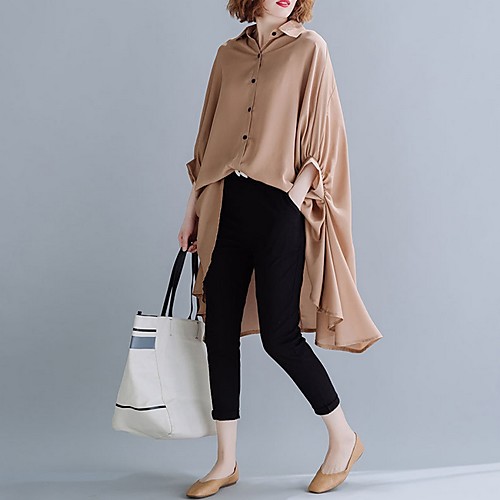 

Women's Daily Shirt - Solid Colored Light Brown