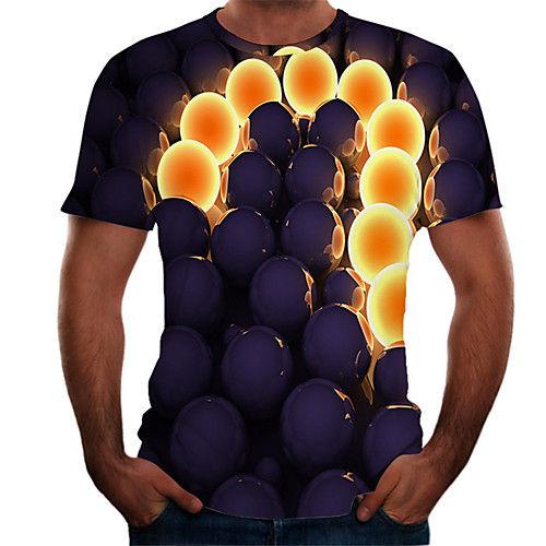 

Men's Daily Basic T-shirt - Color Block / 3D Print Purple