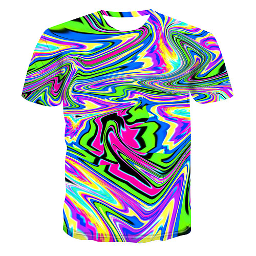 

Men's Club Weekend Street chic / Punk & Gothic T-shirt - Color Block / 3D / Visual Deception Print Rainbow