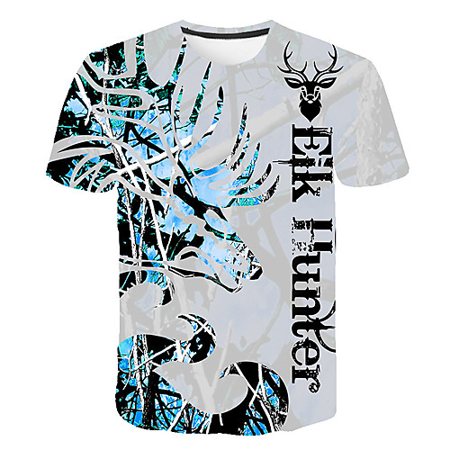 

Men's Daily Going out Basic T-shirt - 3D / Scenery / Letter Print Light gray
