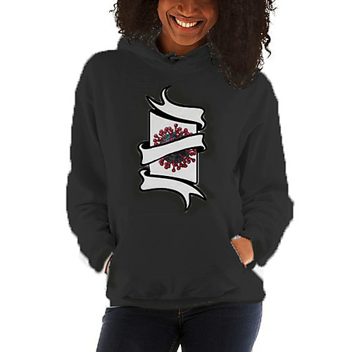

Women's Casual / Street chic Hoodie - Striped / Color Block / 3D Black XS