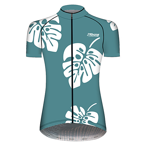 

21Grams Women's Short Sleeve Cycling Jersey Mint Green Floral Botanical Bike Jersey Top Mountain Bike MTB Road Bike Cycling UV Resistant Breathable Quick Dry Sports Clothing Apparel / Stretchy