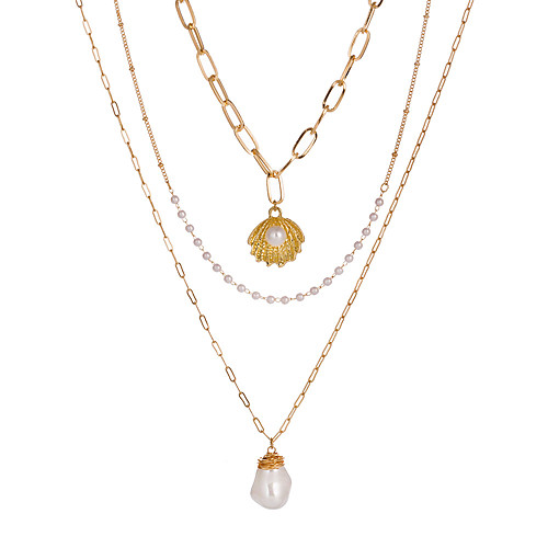 

Women's Pendant Necklace Necklace Layered Necklace Stacking Stackable Shell Classic Trendy Romantic Fashion Imitation Pearl Chrome Gold 65 cm Necklace Jewelry 1pc For Wedding Party Evening Birthday
