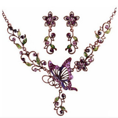 

Women's Jewelry Set Butterfly Luxury Elegant Vintage Earrings Jewelry Purple For Party Evening Gift Formal Engagement Beach 1 set