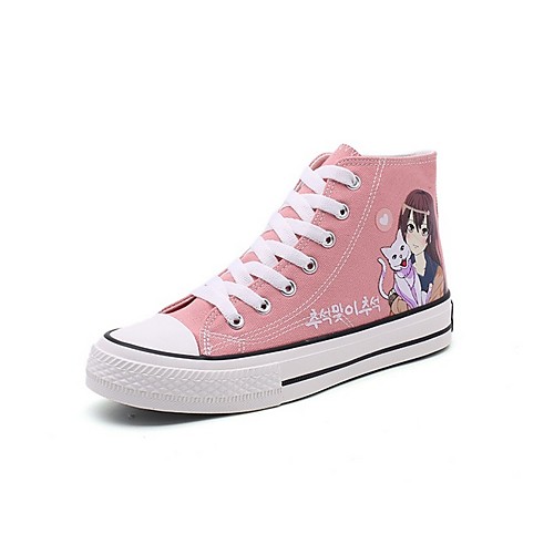 

Women's Sneakers Flat Heel Round Toe Canvas Spring & Summer Pink / Green / Black