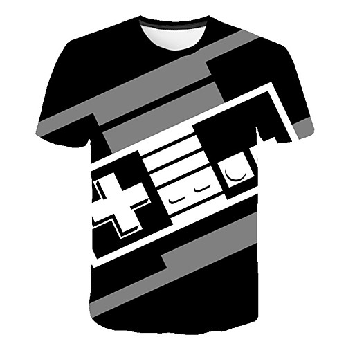 

Men's Daily Sports Street chic / Exaggerated T-shirt - Geometric / 3D / Machine Print Rainbow