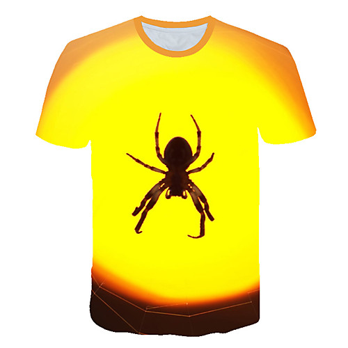 

Men's Daily Sports Street chic / Exaggerated T-shirt - Color Block / 3D / Animal Print Yellow