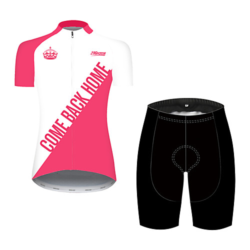 

21Grams Women's Short Sleeve Cycling Jersey with Shorts Pink / Black Patchwork Crown Bike Clothing Suit Breathable 3D Pad Quick Dry Ultraviolet Resistant Sweat-wicking Sports Solid Color Mountain