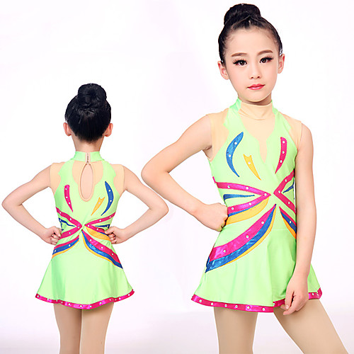 

Cheerleader Costume Uniform Women's Girls' Kids Dress Spandex High Elasticity Handmade Sleeveless Competition Dance Rhythmic Gymnastics Gymnastics Green