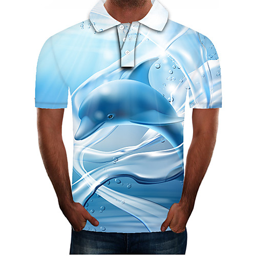 

Men's Daily Going out Street chic / Exaggerated Polo - Color Block / 3D / Graphic Blue