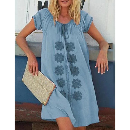 

Women's Yellow Fuchsia Dress Shift Print V Neck S M