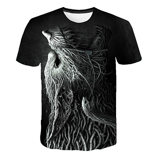 

Men's Daily Sports Street chic / Exaggerated T-shirt - Color Block / 3D / Animal Wolf, Print Black