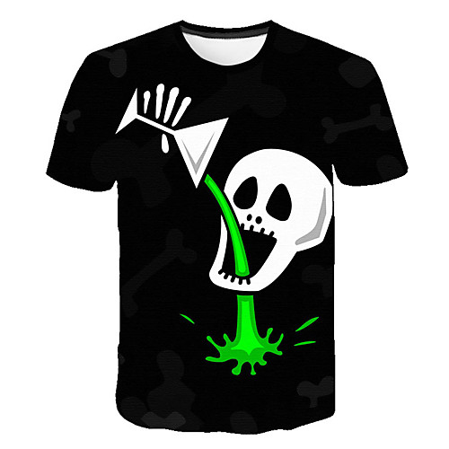 

Men's Daily Sports Street chic / Exaggerated T-shirt - 3D / Skull Print Black