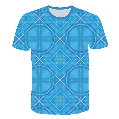 

Men's Daily Sports Street chic / Exaggerated T-shirt - Color Block / 3D / Graphic Print Blue