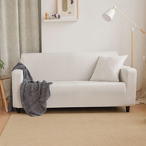 

Nordic Simple Solid Color Elastic Sofa Cover Full Package Single Double Three Person Sofa Cover white