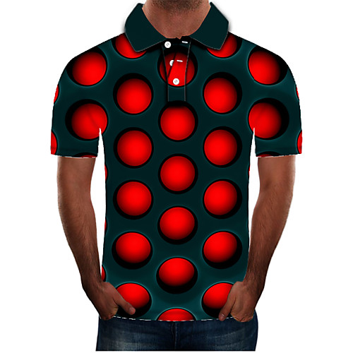 

Men's Daily Going out Street chic / Exaggerated Polo - Color Block / 3D / Graphic Red