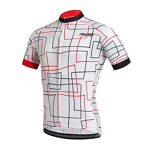 

21Grams Men's Short Sleeve Cycling Jersey Black / White Stripes Bike Jersey Top Mountain Bike MTB Road Bike Cycling UV Resistant Breathable Quick Dry Sports Clothing Apparel / Stretchy / Race Fit