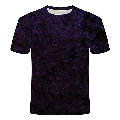 

Men's Daily Going out Basic T-shirt - Geometric / 3D / Abstract Print Lavender