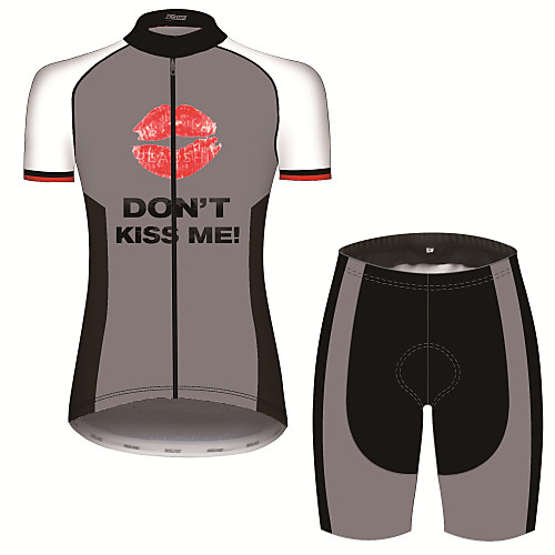 

21Grams Women's Short Sleeve Cycling Jersey with Shorts GrayWhite Novelty Bike Clothing Suit Breathable 3D Pad Quick Dry Ultraviolet Resistant Sweat-wicking Sports Solid Color Mountain Bike MTB Road