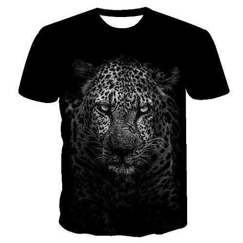

Men's Daily Going out Exaggerated T-shirt - 3D / Animal Print Black