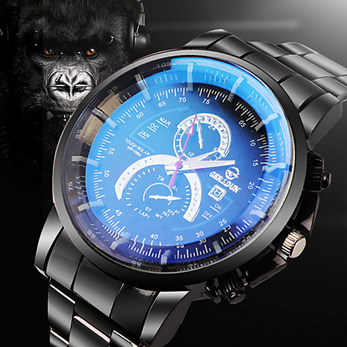 

Men's Dress Watch Quartz Modern Style Stylish Titanium Alloy Black Casual Watch Analog Casual Fashion - Blue One Year Battery Life