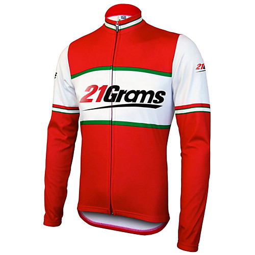 

Men's Long Sleeve Cycling Jersey 100% Polyester Red and White Stripes Bike Jersey Top Mountain Bike MTB Road Bike Cycling UV Resistant Breathable Quick Dry Sports Clothing Apparel / Stretchy