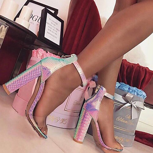 

Women's Sandals Chunky Heel Open Toe PU Summer Pink / Blue