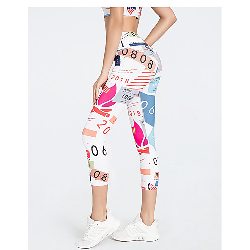 

Women's Sporty / Basic Legging - Geometric, Print High Waist White S M L