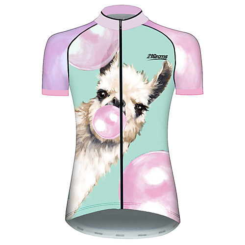 

21Grams Women's Short Sleeve Cycling Jersey 100% Polyester PinkGreen Animal Balloon Alpaca Bike Jersey Top Mountain Bike MTB Road Bike Cycling UV Resistant Breathable Quick Dry Sports Clothing