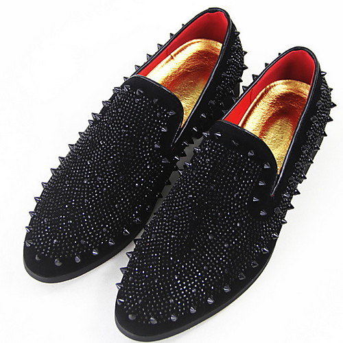 

Men's PU Spring & Summer Casual Loafers & Slip-Ons Walking Shoes Breathable Black / Rhinestone
