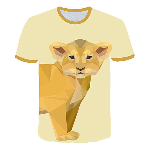 

Men's Daily Sports Street chic / Exaggerated T-shirt - Geometric / 3D / Animal Dog, Print Yellow