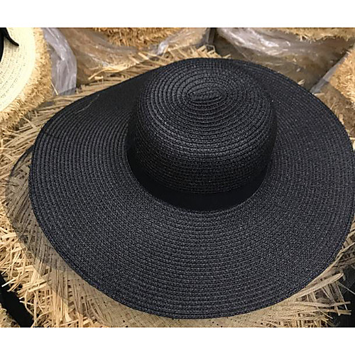 

Women's Basic Straw Straw Hat-Solid Colored Khaki White Black