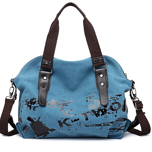 

Women's Zipper Canvas Top Handle Bag Solid Color Brown / Purple / Blue