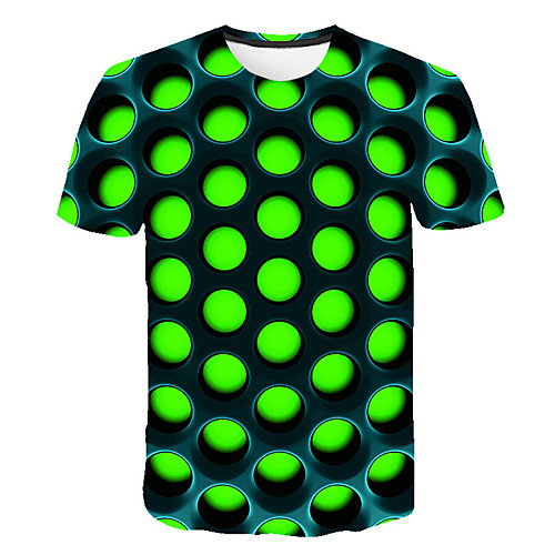 

Men's Daily Sports Street chic / Exaggerated T-shirt - Geometric / Color Block / 3D Print Green