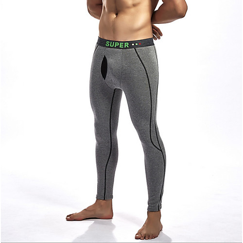 

Compression Gym Men's Normal Cotton Sexy Long Johns Color Block Mid Waist