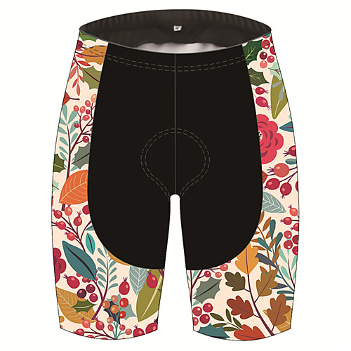 

21Grams Women's Cycling Shorts Bike Shorts Padded Shorts / Chamois Pants Breathable 3D Pad Quick Dry Sports Patchwork Leaf Floral Botanical Black / Yellow Mountain Bike MTB Road Bike Cycling Clothing