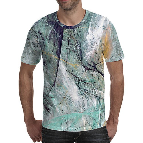 

Men's Holiday Going out Street chic / Exaggerated T-shirt - Geometric / Color Block / 3D Print Rainbow